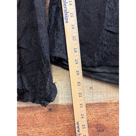 Emmelle Black Lace Long Sleeve V-Neck Blouse XS Polyester Made In China - Picture 5 of 7